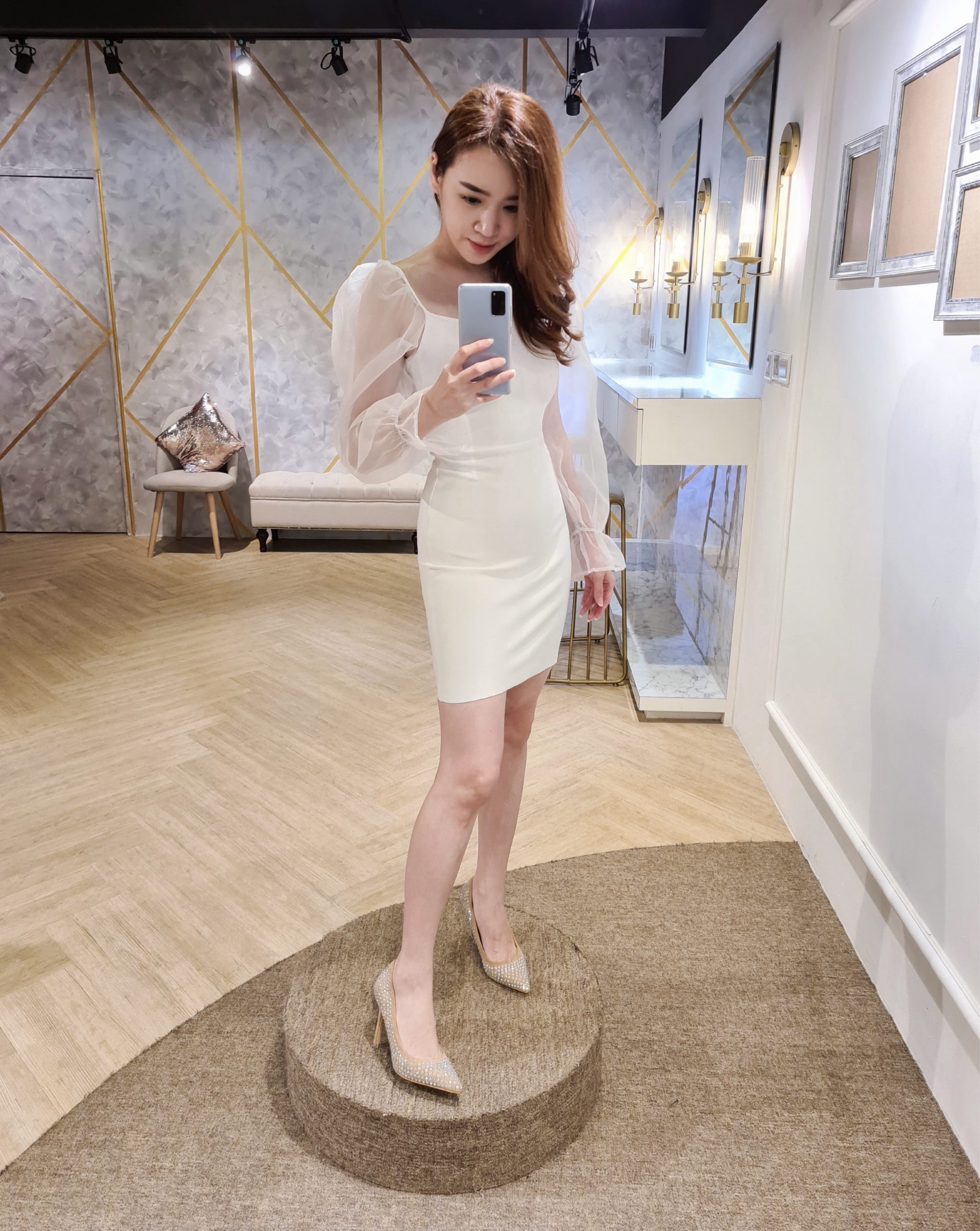 Eleganza Mini Dress-White-1