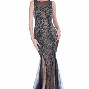 Eleni Black Nude Gown - Vogue Lease