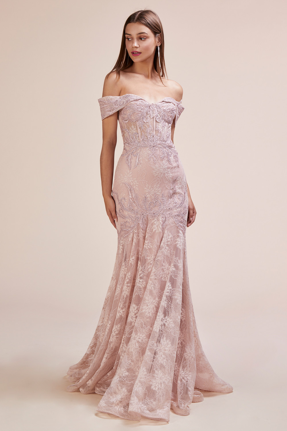Saxon | Royal Blue Scoop Neck Lace-Up Pleated Mermaid Gown main image 1